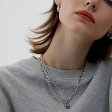 Layered Link Crystal Pendant Necklace