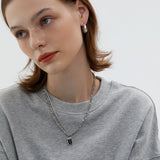 Layered Link Crystal Pendant Necklace