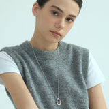 Sculpted Oval Loop Pendant Necklace