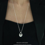 Sculpted Oval Loop Pendant Necklace