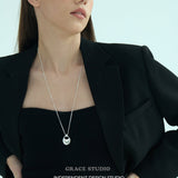 Sculpted Oval Loop Pendant Necklace