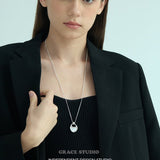 Sculpted Oval Loop Pendant Necklace