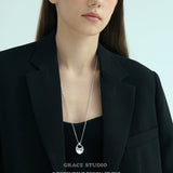 Sculpted Oval Loop Pendant Necklace