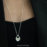 Sculpted Oval Loop Pendant Necklace