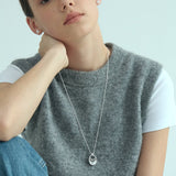 Sculpted Oval Loop Pendant Necklace