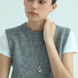 Sculpted Oval Loop Pendant Necklace