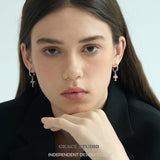 Asymmetric Cross Charm Drop Earrings
