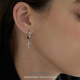 Asymmetric Cross Charm Drop Earrings