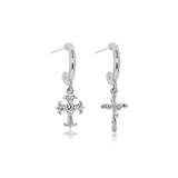 Asymmetric Cross Charm Drop Earrings