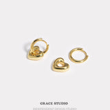 Detachable Heart Charm Huggie Earrings