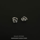 Sculpted Multi-Ridge Cage Hoop Earrings