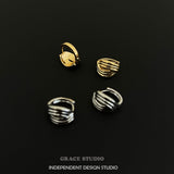 Sculpted Multi-Ridge Cage Hoop Earrings