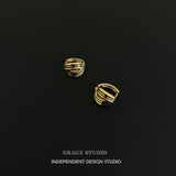 Sculpted Multi-Ridge Cage Hoop Earrings