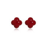 Crimson Clover Enamel Stud Earrings
