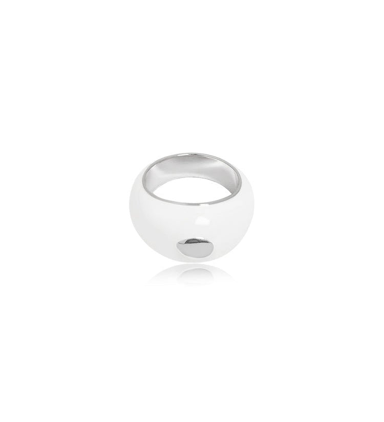 Glossy Dome Enamel Teardrop Accent Ring