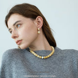Yellow Jade Double Bead Drop Earrings
