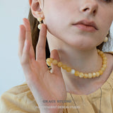 Yellow Jade Bead Strand Necklace