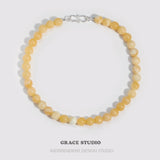 Yellow Jade Bead Strand Necklace