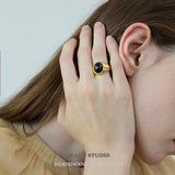 Sculpted Dome Gemstone Statement Ring