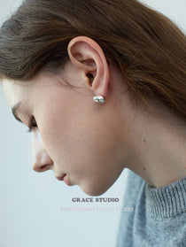 Polished Pebble Stud Earrings - Grace Studio