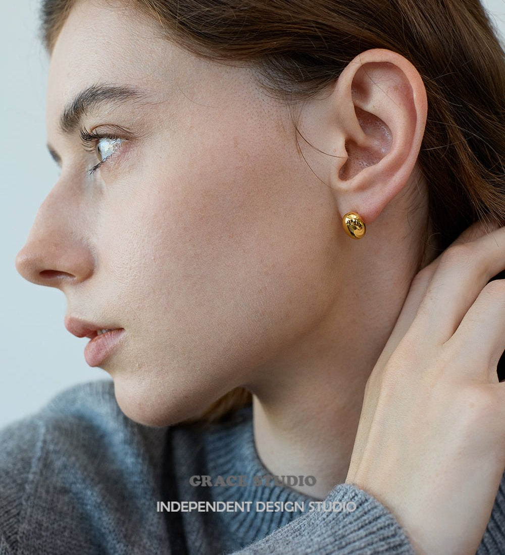 Polished Pebble Stud Earrings