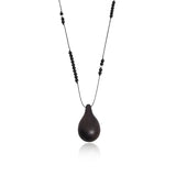Organic Wood Teardrop Long Cord Necklace