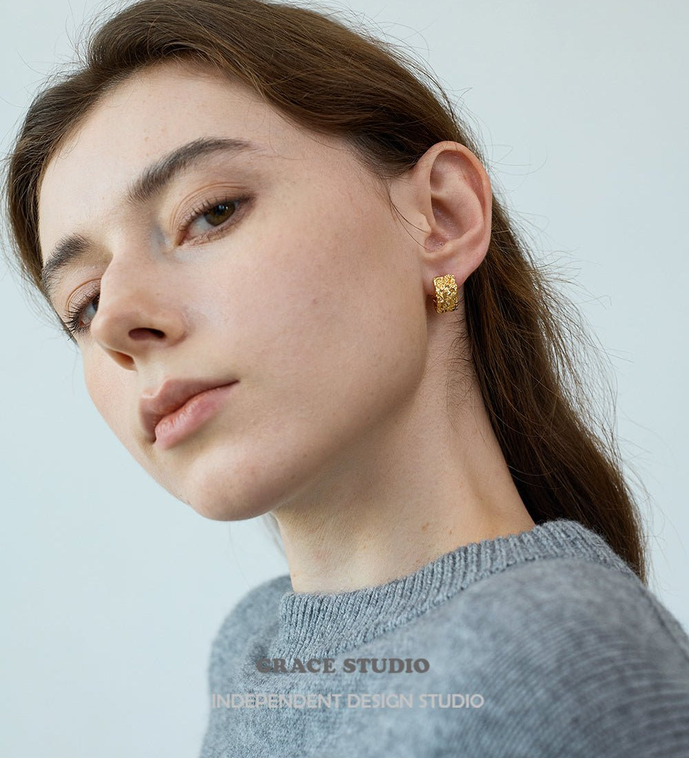 Textured Dome Hoop Earrings