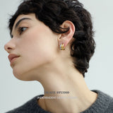 Dual-Tone Dome Hoop Earrings