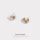 Dual-Tone Dome Hoop Earrings