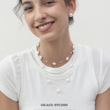 Elegant Baroque Pearl Station Necklace