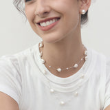 Elegant Baroque Pearl Station Necklace