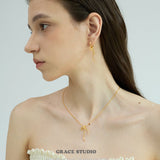 Ribbon Twist Drop Hoop Earrings