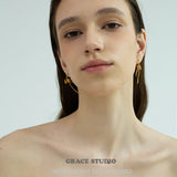 Ribbon Twist Drop Hoop Earrings