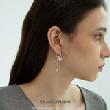 Ribbon Twist Drop Hoop Earrings