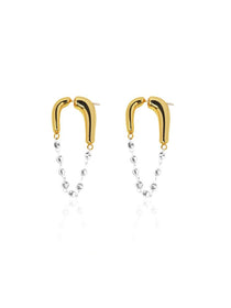 Beaded Chain Link Dangle Hoop Earrings - Grace Studio