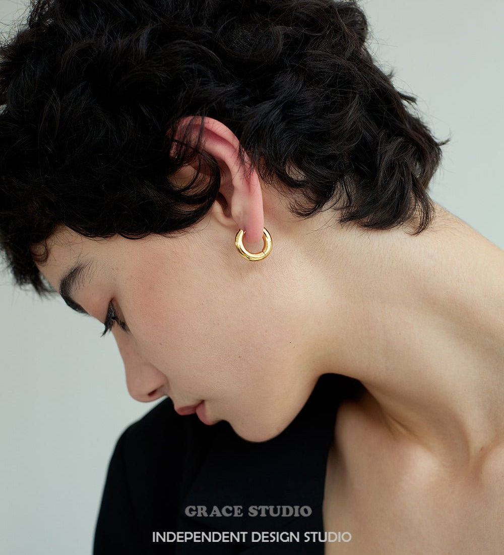 Glossy Round Hoop Earrings
