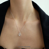 Sculpted U Pendant Necklace & Earrings Set