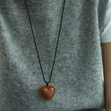 Braided Edge PU leather Heart Cord Necklace