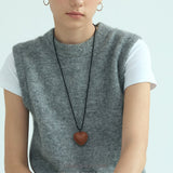 Braided Edge PU leather Heart Cord Necklace