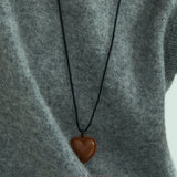 Braided Edge PU leather Heart Cord Necklace