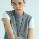 Braided Edge PU leather Heart Cord Necklace