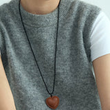 Braided Edge PU leather Heart Cord Necklace