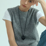 Braided Edge PU leather Heart Cord Necklace
