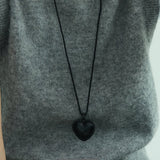Braided Edge PU leather Heart Cord Necklace