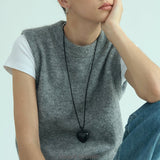 Braided Edge PU leather Heart Cord Necklace