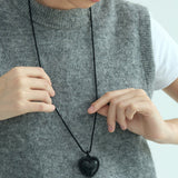 Braided Edge PU leather Heart Cord Necklace