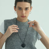 Braided Edge PU leather Heart Cord Necklace