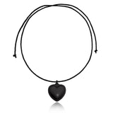 Braided Edge PU leather Heart Cord Necklace