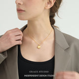 Engraved Angel Octagonal Pendant Necklace