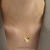 Engraved Angel Octagonal Pendant Necklace